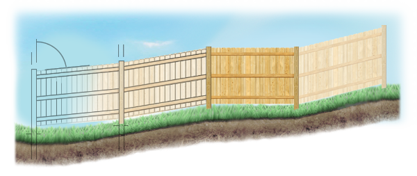 Custom fence design for uneven ground in Houston Texas