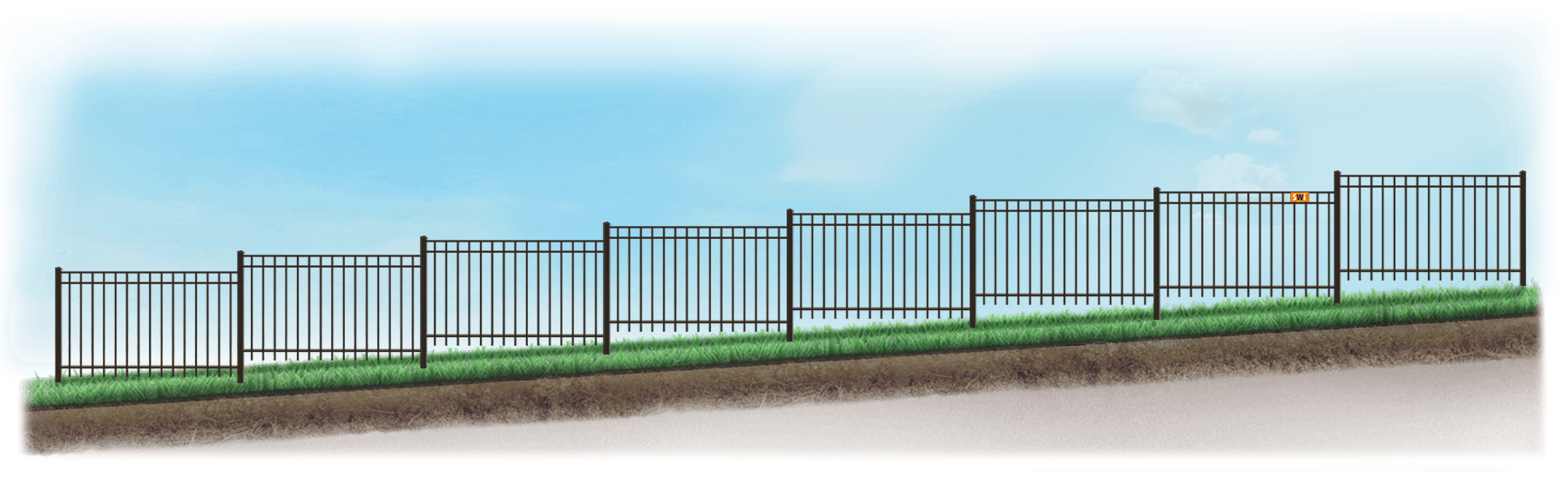 A stepped fence on angled ground in Houston Texas