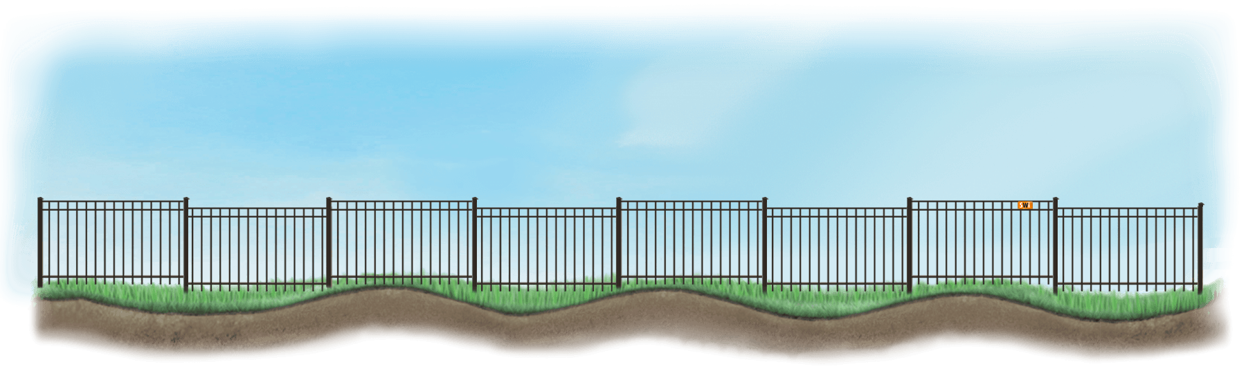 A stepped fence on sloped ground in Houston Texas